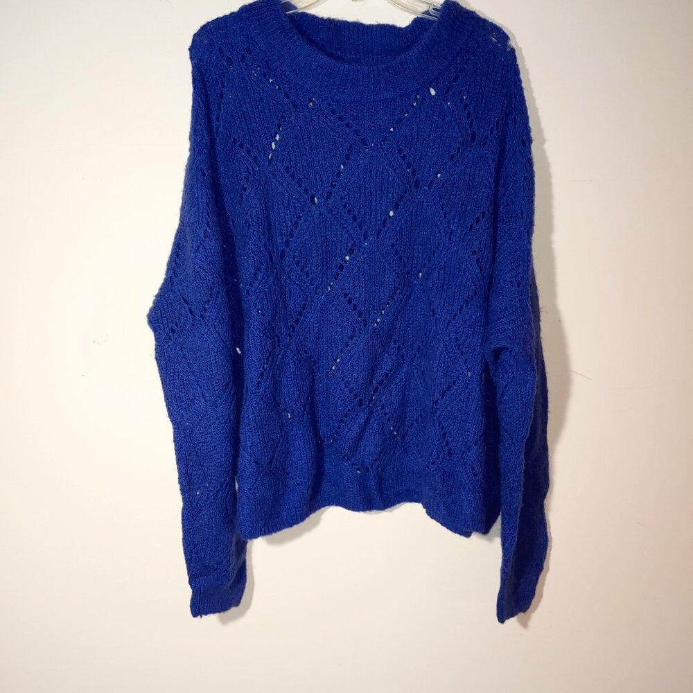 Ellos Chunky Knit Mock Neck Sweater Size 1X Blue